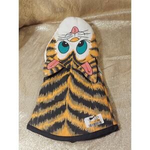 Vintage Anthropomorphic Cat Oven Mitt New Old Stock, Big Mouth Eating Fish